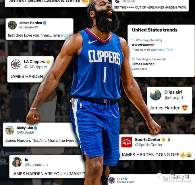 步行者险胜福建队，哈登带队取胜